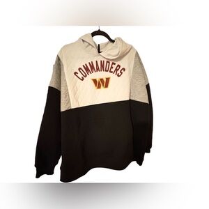 NFL Commanders Quilted Colorblock Hoodie in White, Gray & Black